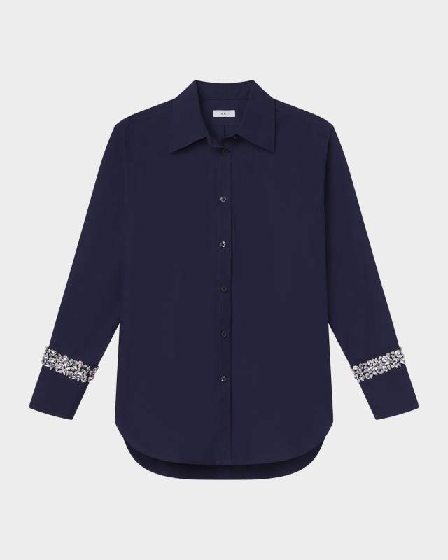 Calvin Embellished Button-Front Top